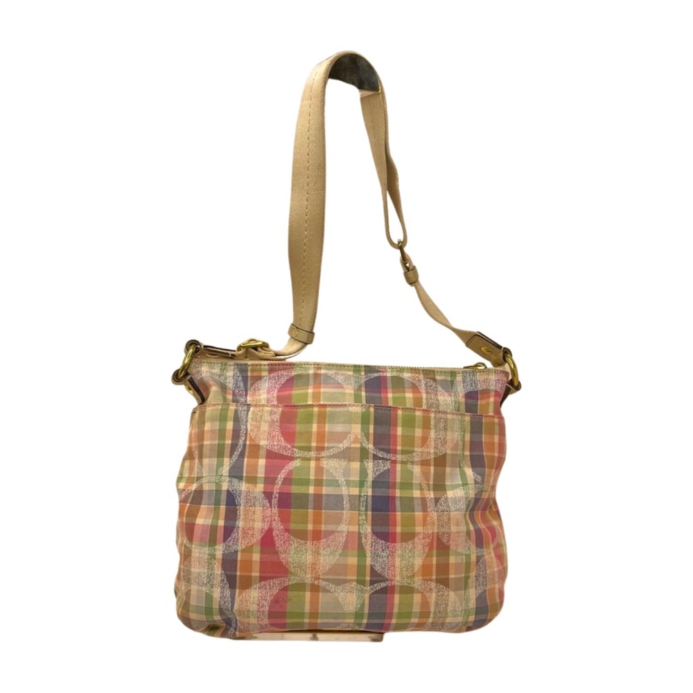 Coach 2012 EUC Poppy Plaid Glam Bag Hobo Gold Leather Trim Hangtag - Picture 3 of 14